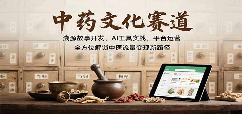 中药文化赛道：溯源故事开发，AI工具实战，平台运营，全方位解锁中医流量变现新路径网创吧-网创项目资源站-副业项目-创业项目-搞钱项目网创吧