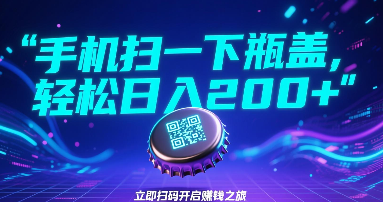 手机扫一下瓶盖，轻松日入200+网创吧-网创项目资源站-副业项目-创业项目-搞钱项目网创吧