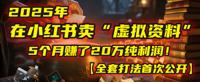 2025年在小红书卖“虚拟资料”,5个月赚了20万纯利润!【全套打法首次公开】网创吧-网创项目资源站-副业项目-创业项目-搞钱项目网创吧