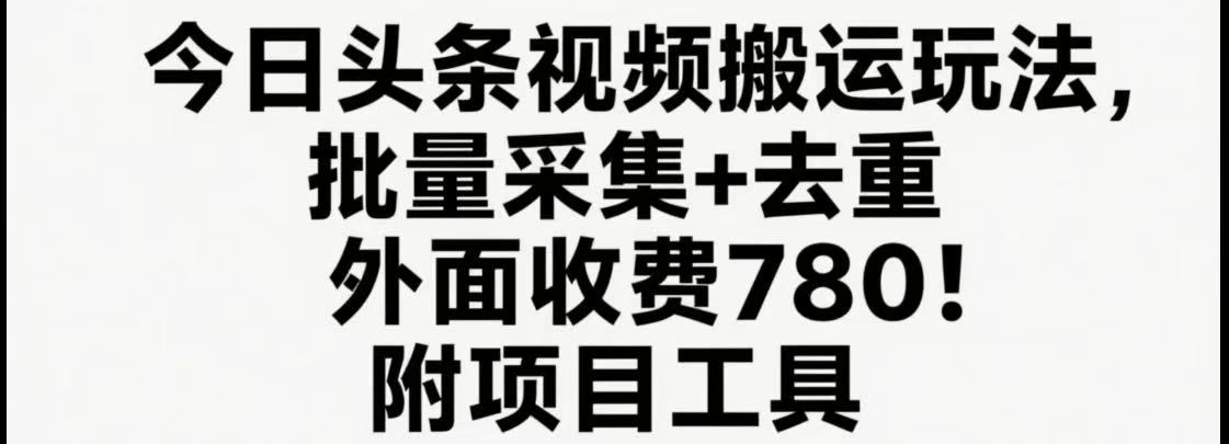今日头条视频搬运玩法,软件一键去重,轻松日入500+附项目工具网创吧-网创项目资源站-副业项目-创业项目-搞钱项目网创吧
