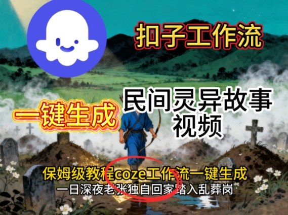 Coze扣子工作流一键生成民间灵异故事视频，保姆级教程搭建教学网创吧-网创项目资源站-副业项目-创业项目-搞钱项目网创吧