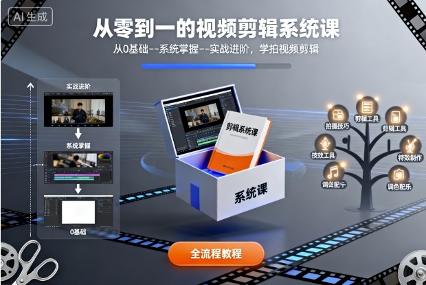 从零到一的视频剪辑系统课,从0基础–系统掌握–实战进阶,学拍视频剪辑网创吧-网创项目资源站-副业项目-创业项目-搞钱项目网创吧