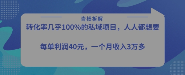 转化率最高的私域项目，每单利润40-50米，月入过1w网创吧-网创项目资源站-副业项目-创业项目-搞钱项目网创吧