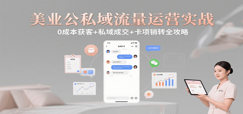 美业公私域流量运营实战：0成本获客+私域成交+卡项销转全攻略网创吧-网创项目资源站-副业项目-创业项目-搞钱项目网创吧