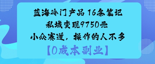 蓝海冷门产品:16条笔记私域变现9750米小众赛道,操作的人不多网创吧-网创项目资源站-副业项目-创业项目-搞钱项目网创吧