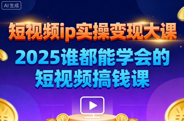 短视频ip实操变现大课,7月26-27日广州站线下课,2025谁都能学会的短视频搞钱课网创吧-网创项目资源站-副业项目-创业项目-搞钱项目网创吧