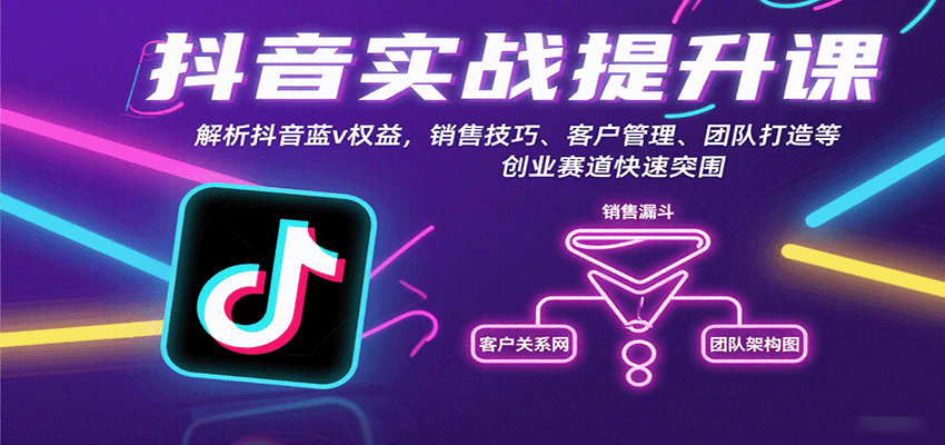 抖音实战提升课：解析抖音蓝v权益，销售技巧、客户管理、团队打造等创业赛道快速突围网创吧-网创项目资源站-副业项目-创业项目-搞钱项目网创吧