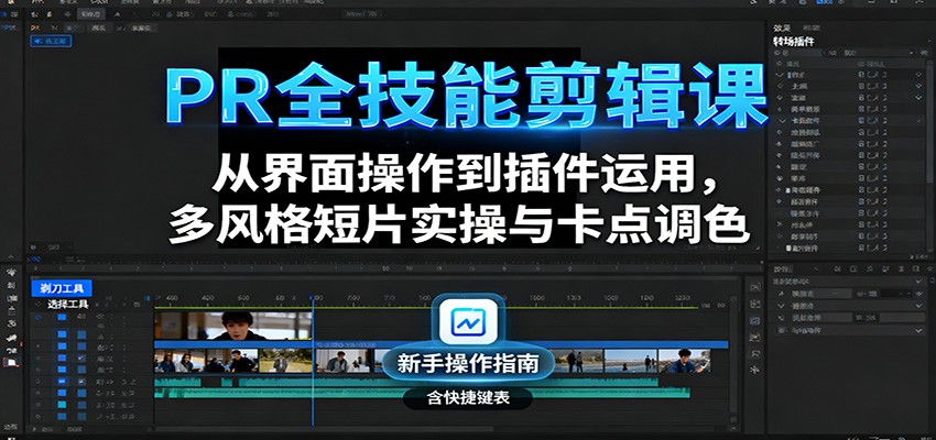 PR全技能剪辑课：从界面操作到插件运用，多风格短片实操与卡点调色网创吧-网创项目资源站-副业项目-创业项目-搞钱项目网创吧