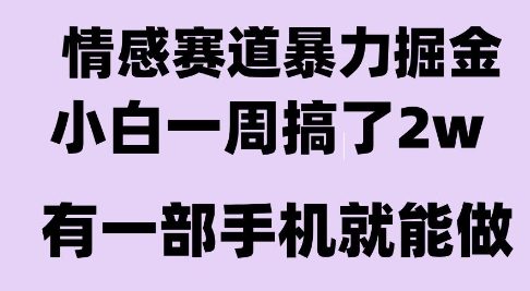 情感暴力掘金项目，新人操作一周挣了2W，长期稳定小白可做【揭秘】网创吧-网创项目资源站-副业项目-创业项目-搞钱项目网创吧