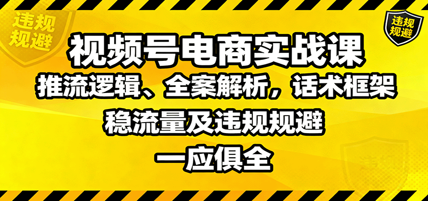 视频号电商实战课：推流逻辑、全案解析，话术框架，稳流量及违规规避等网创吧-网创项目资源站-副业项目-创业项目-搞钱项目网创吧