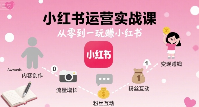 小红书运营实战课,从零到一玩賺小红书网创吧-网创项目资源站-副业项目-创业项目-搞钱项目网创吧