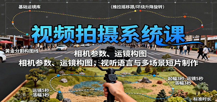 视频拍摄系统课:相机参数、运镜构图,视听语言与多场景短片制作网创吧-网创项目资源站-副业项目-创业项目-搞钱项目网创吧