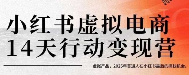 小红书虚拟电商14天变现训练营，虚拟产品，2025年普通人在小红书最后的搞钱机会网创吧-网创项目资源站-副业项目-创业项目-搞钱项目网创吧