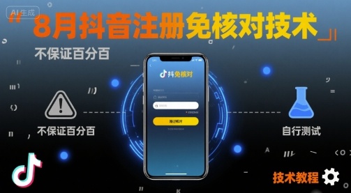 8月抖音注册免核对技术，不保证百分百，自测网创吧-网创项目资源站-副业项目-创业项目-搞钱项目网创吧