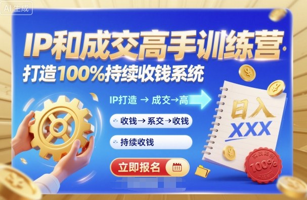 带你成为IP和成交高手的训练营,打造100%持续收钱系统网创吧-网创项目资源站-副业项目-创业项目-搞钱项目网创吧