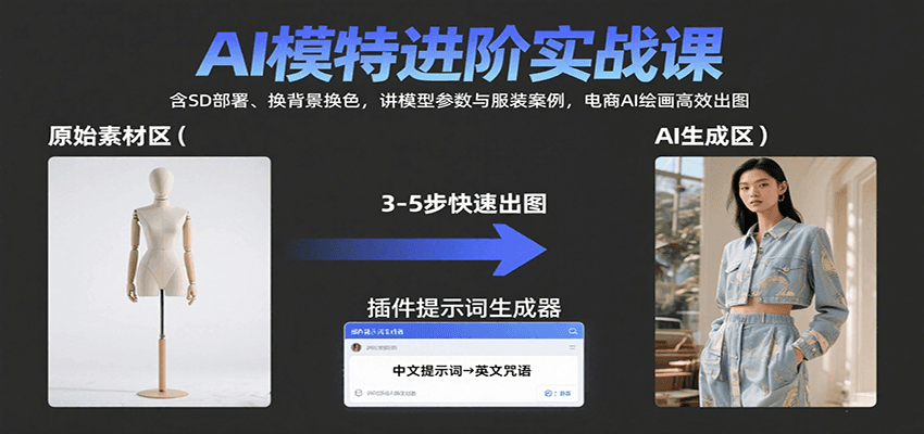 AI模特进阶实战课:含SD部署、换背景换色,讲模型参数与服装案例,电商AI绘画高效出图网创吧-网创项目资源站-副业项目-创业项目-搞钱项目网创吧