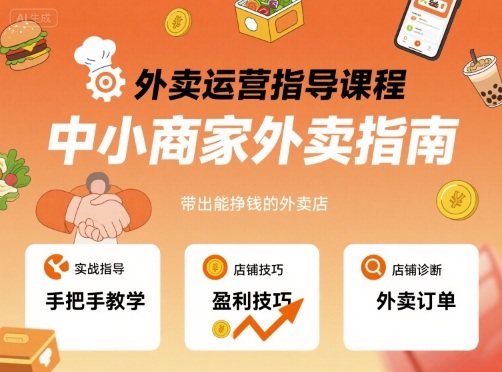 外卖运营指导课程，中小商家外卖指南，手把手带出能挣钱的外卖店网创吧-网创项目资源站-副业项目-创业项目-搞钱项目网创吧