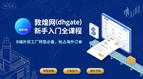 敦煌网(dhgate)新手入门全课程，B端外贸工厂转型必看，抢占海外订单网创吧-网创项目资源站-副业项目-创业项目-搞钱项目网创吧