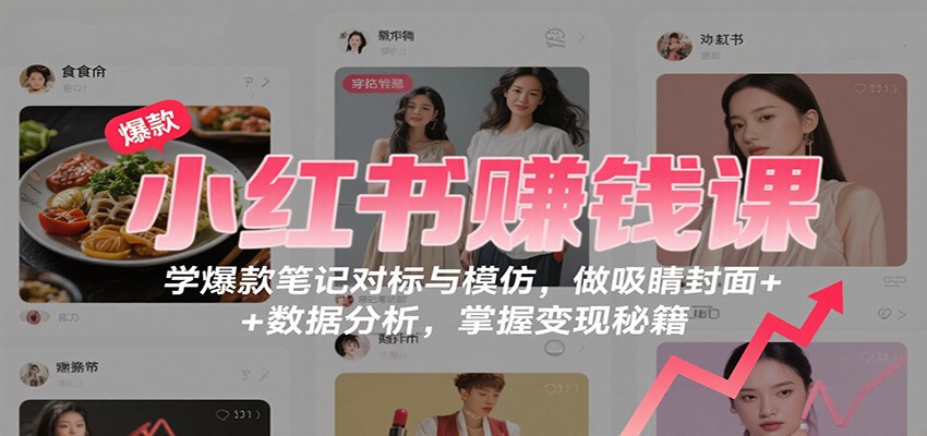 小红书赚钱课：学爆款笔记对标与模仿，做吸睛封面 + 数据分析，掌握变现秘籍网创吧-网创项目资源站-副业项目-创业项目-搞钱项目网创吧