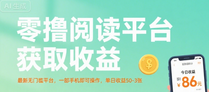 零撸阅读平台获取收益,最新无门槛平台,一部手机即可操作,单日收益50-3张【揭秘】网创吧-网创项目资源站-副业项目-创业项目-搞钱项目网创吧