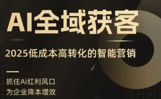 AI全域获客实训营，2025低成本高转化的智能营销，精准找客，高效营销网创吧-网创项目资源站-副业项目-创业项目-搞钱项目网创吧