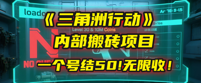 《三角洲行动》内部搬砖项目：打一个号，结50块，无限收！网创吧-网创项目资源站-副业项目-创业项目-搞钱项目网创吧