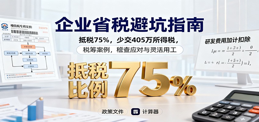 企业省税避坑指南:抵税75%,少交405万所得税,税筹案例,稽查应对与灵活用工网创吧-网创项目资源站-副业项目-创业项目-搞钱项目网创吧