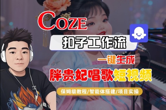 Coze扣子智能体工作流一键生成“胖贵妃对口型唱歌“短视频,全流程保姆级教学网创吧-网创项目资源站-副业项目-创业项目-搞钱项目网创吧