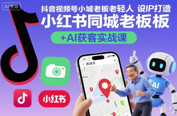 抖音视频号小红书同城老板轻人设IP打造+AI获客实战课,人设打造-算法拆解-拍摄剪辑-内容运营-AI创作网创吧-网创项目资源站-副业项目-创业项目-搞钱项目网创吧