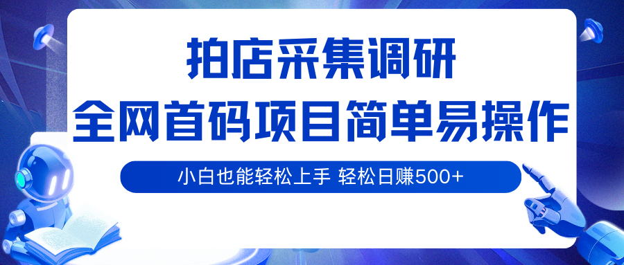拍店采集调研,全网首码项目,简单易操作, 小白也能轻松上手,轻松日赚500+网创吧-网创项目资源站-副业项目-创业项目-搞钱项目网创吧