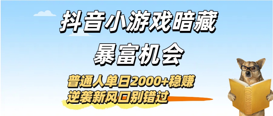 抖音小游戏暗藏暴富机会!普通人单日2000+稳赚,逆袭新风口别错过网创吧-网创项目资源站-副业项目-创业项目-搞钱项目网创吧