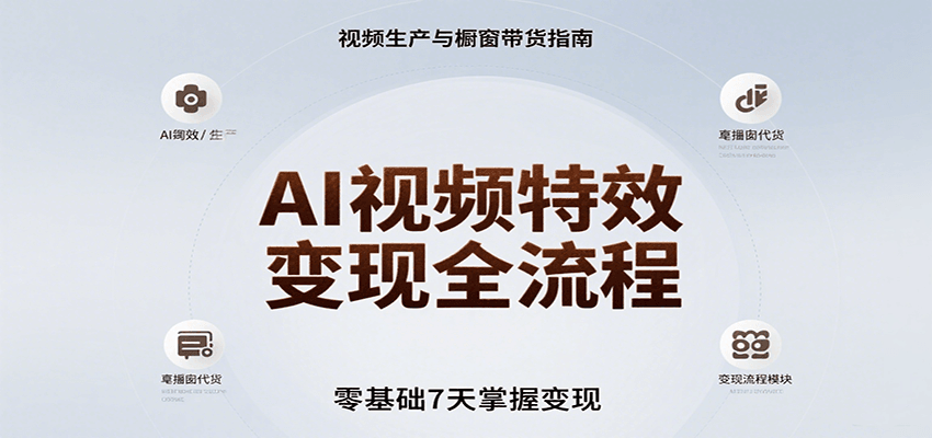 AI视频特效变现全流程,零基础7天掌握视频生产到橱窗带货变现网创吧-网创项目资源站-副业项目-创业项目-搞钱项目网创吧