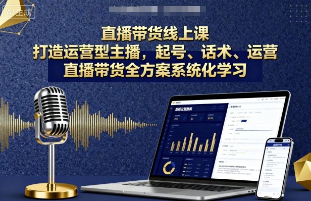 直播带货线上课，打造运营型主播，起号、话术、运营，直播带货全方案系统化学习网创吧-网创项目资源站-副业项目-创业项目-搞钱项目网创吧