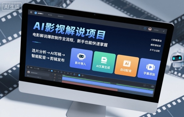 AI影视解说项目，电影解说爆款制作全流程，新手也能快速掌握网创吧-网创项目资源站-副业项目-创业项目-搞钱项目网创吧