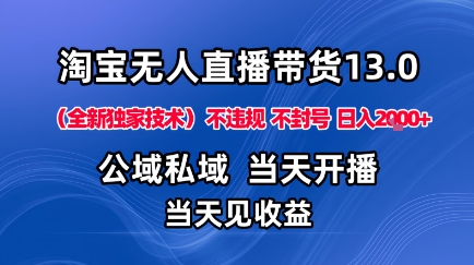 淘宝无人直播13.0,公域私域技术,不封号,不违规布局下半年旺季赛道,日入1K+(独家技术)【揭秘】网创吧-网创项目资源站-副业项目-创业项目-搞钱项目网创吧