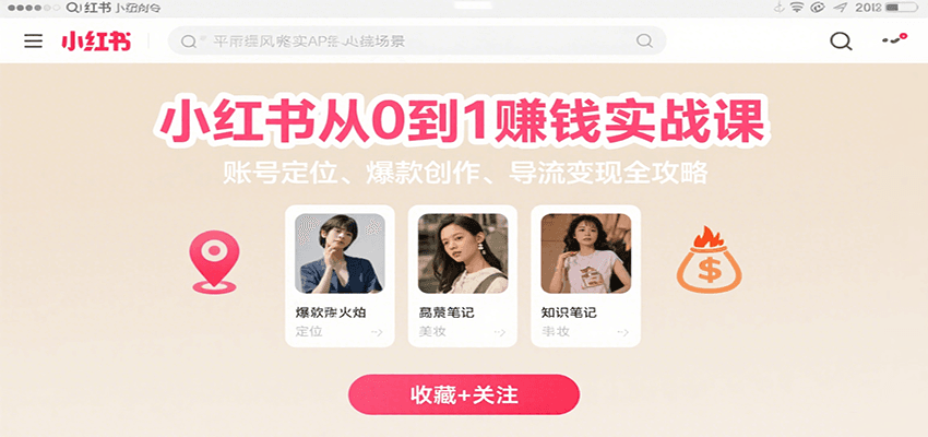 小红书从0到1赚钱实战课：账号定位、 爆款创作 、导流变现全攻略网创吧-网创项目资源站-副业项目-创业项目-搞钱项目网创吧