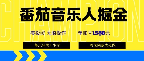 番茄音乐人掘金,单账号最高可撸1k+,可无限矩阵去做,零投入网创吧-网创项目资源站-副业项目-创业项目-搞钱项目网创吧