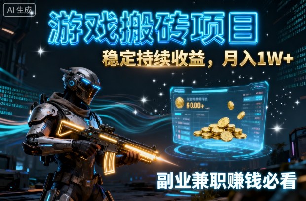 游戏搬砖项目，稳定持续收益，月入1W+，副业兼职賺钱必看【揭秘】网创吧-网创项目资源站-副业项目-创业项目-搞钱项目网创吧