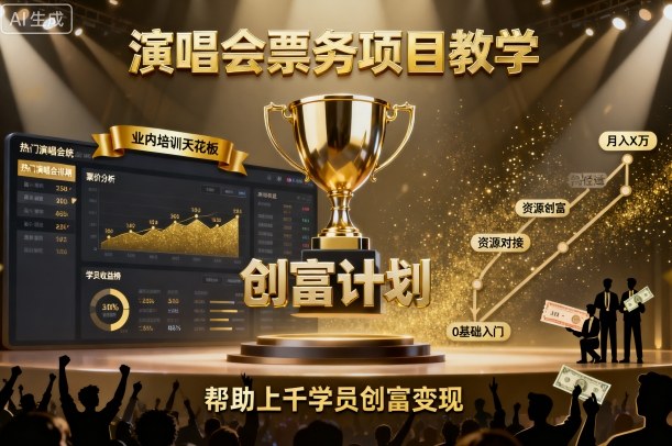 演唱会票务项目教学，业内培训天花板，帮助上千学员创富变现网创吧-网创项目资源站-副业项目-创业项目-搞钱项目网创吧