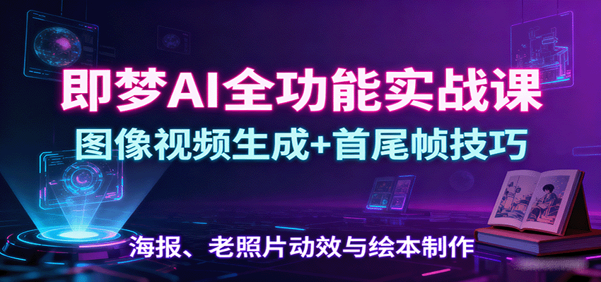 即梦AI全功能实战课：图像视频生成+首尾帧技巧，海报、老照片动效与绘本制作网创吧-网创项目资源站-副业项目-创业项目-搞钱项目网创吧