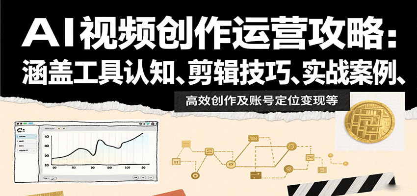 AI视频创作运营攻略：涵盖工具认知、剪辑技巧、实战案例、高效创作及账号定位变现等网创吧-网创项目资源站-副业项目-创业项目-搞钱项目网创吧