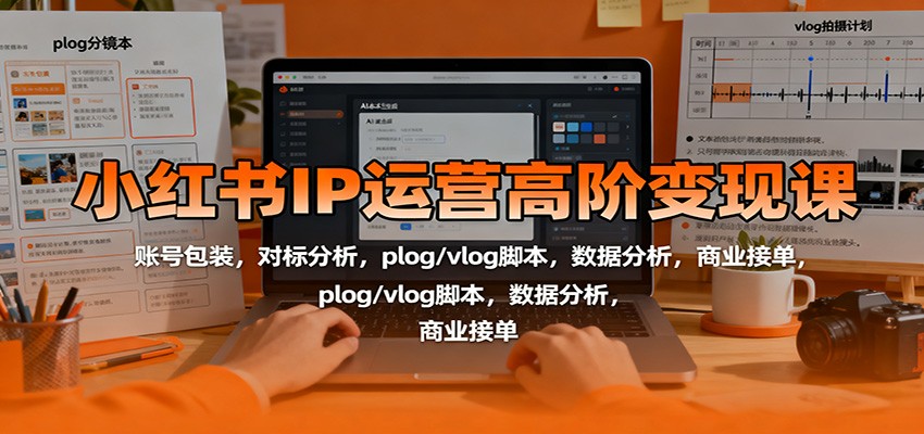 小红书IP运营高阶变现课:账号包装,对标分析,plog/vlog脚本,数据分析,商业接单网创吧-网创项目资源站-副业项目-创业项目-搞钱项目网创吧