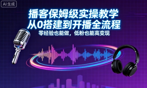播客保姆级实操教学，从0搭建到开播全流程，零经验也能做，低粉也能高变现网创吧-网创项目资源站-副业项目-创业项目-搞钱项目网创吧