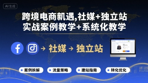 跨境电商新机遇,社媒+独立站,实战案例教学+系统化教学网创吧-网创项目资源站-副业项目-创业项目-搞钱项目网创吧
