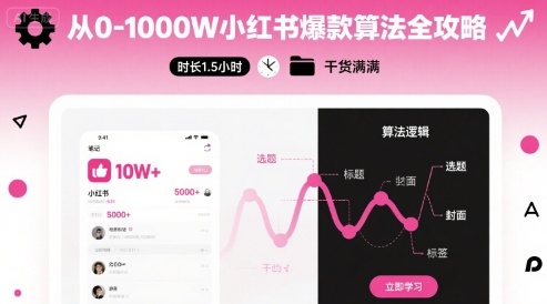 从0-1000W小红书爆款算法全攻略，时长1.5小时，干货满满网创吧-网创项目资源站-副业项目-创业项目-搞钱项目网创吧