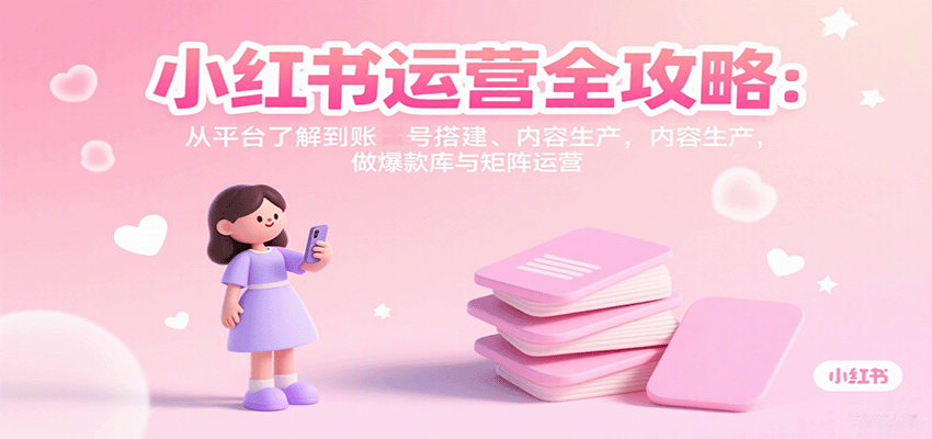 小红书运营全攻略:从平台了解到账号搭建、内容生产,做爆款库与矩阵运营网创吧-网创项目资源站-副业项目-创业项目-搞钱项目网创吧