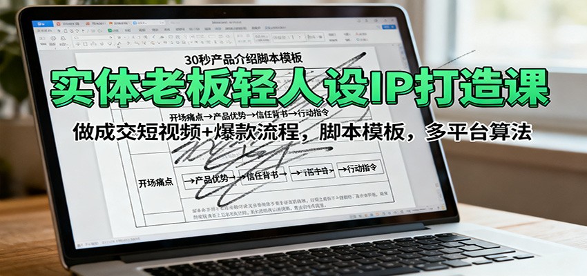实体老板轻人设IP打造课：做成交短视频+爆款流程，脚本模板，多平台算法网创吧-网创项目资源站-副业项目-创业项目-搞钱项目网创吧