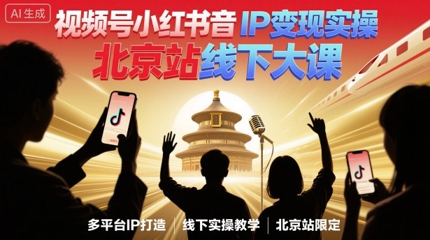 视频号小红书抖音IP变现实操北京站线下大课,40+行业短视频高变现姿势,100+IP高变现实操技术网创吧-网创项目资源站-副业项目-创业项目-搞钱项目网创吧