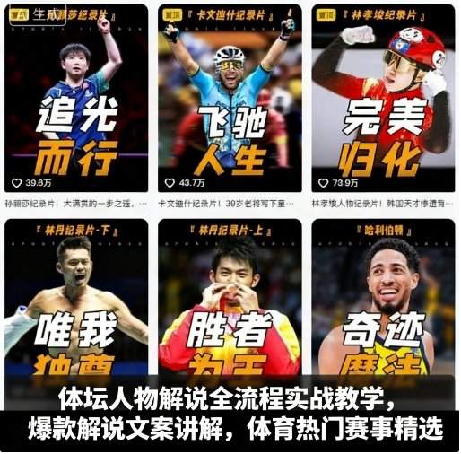 体坛人物解说全流程实战教学，爆款解说文案讲解，体育热门赛事精选网创吧-网创项目资源站-副业项目-创业项目-搞钱项目网创吧
