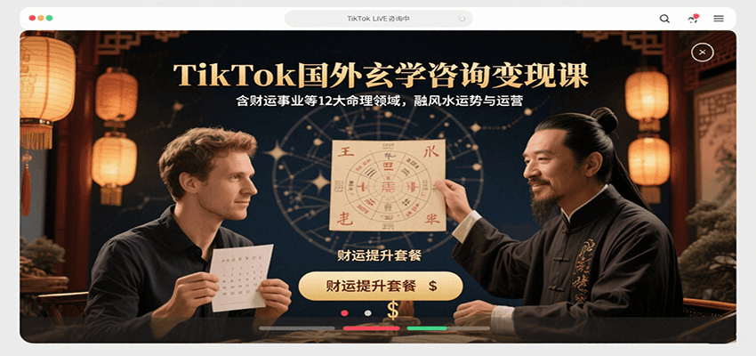 TikTok国外玄学咨询变现课，含财运事业等12大命理领域，融风水运势与运营网创吧-网创项目资源站-副业项目-创业项目-搞钱项目网创吧